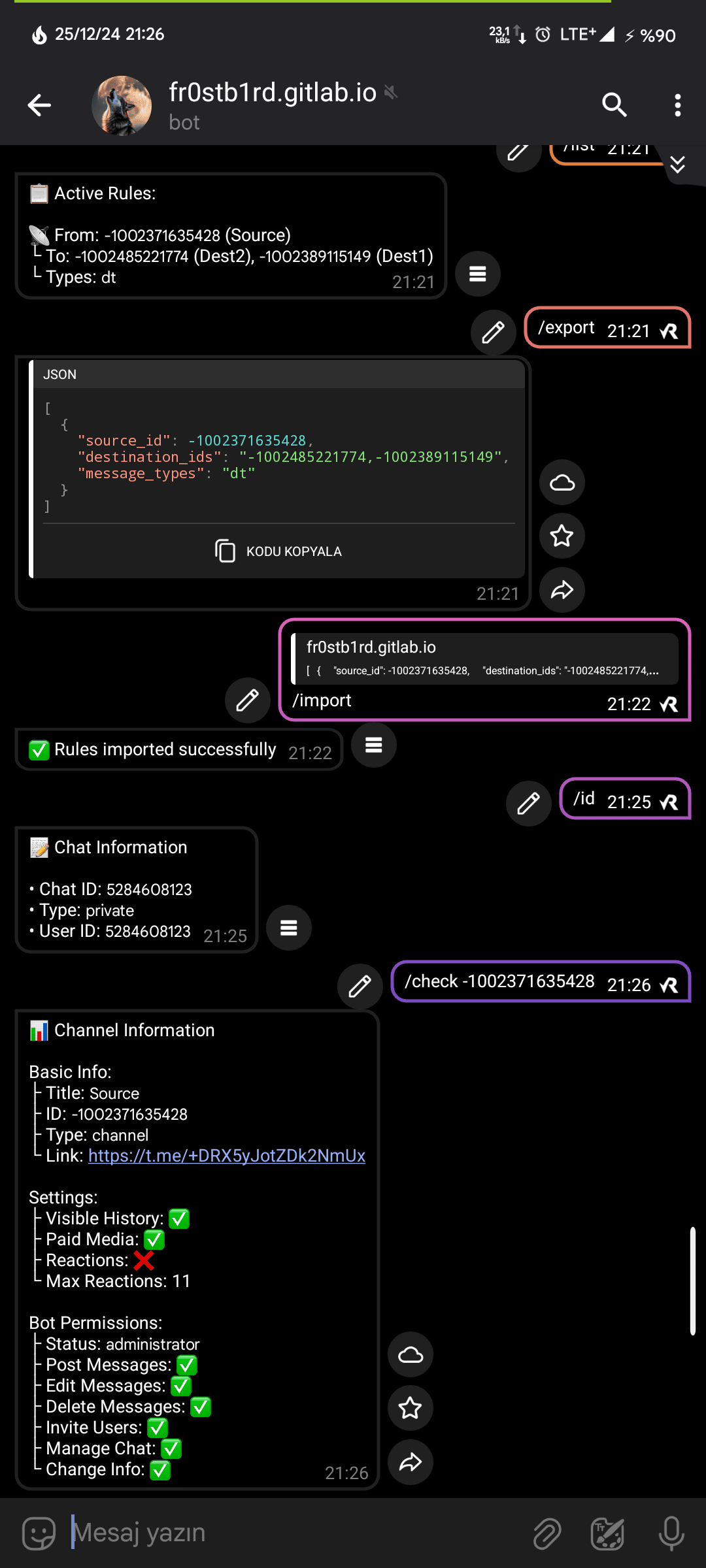 New Message Forwarder Telegram Bot (NMFTB) | fr0stb1rd